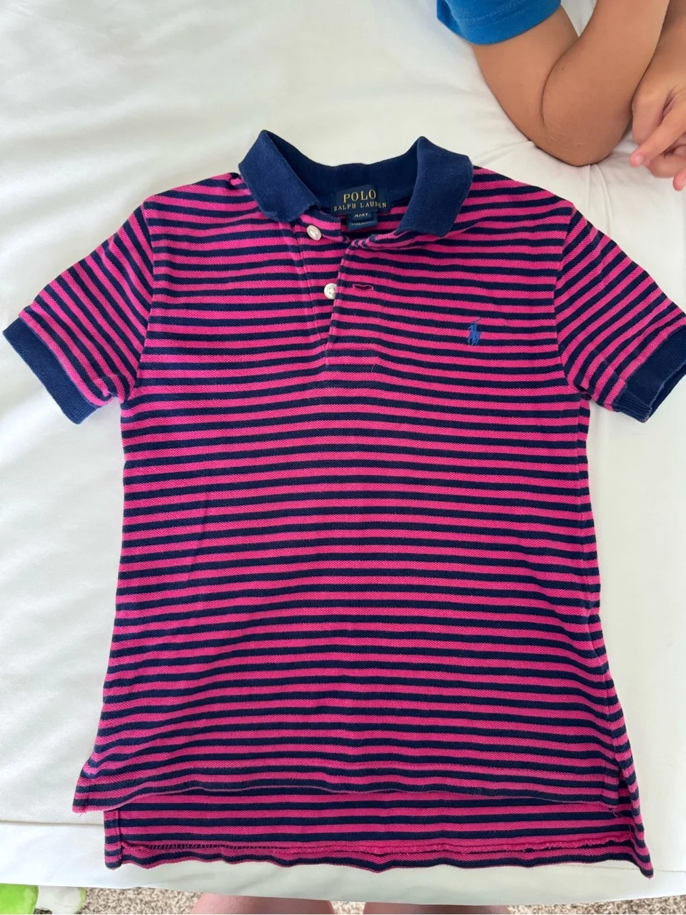 Ralph Lauren Pink and Navy Striped Polo Shirt